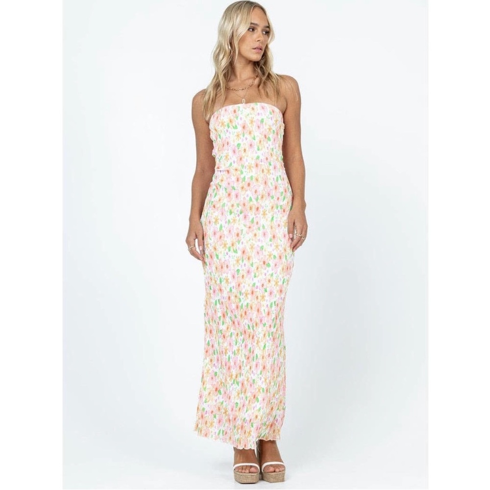 Princess Polly  TIARNA STRAPLESS MAXI DRESS WHITE / FLORAL